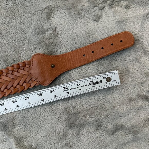 Gap Brown Thick Wide Leather Woven Braided Belt Women's MEDIUM - Picture 5 of 5